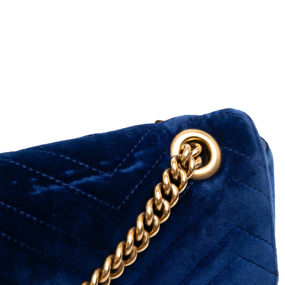 Pre-Loved Gucci Medium GG Marmont Matelasse Velvet Flap Crossbody - Picture 9 of 11